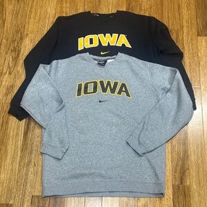 Nike (2) IOWA Hawkeyes Crewneck Sweatshirts - Black & Gray with Yellow Accent